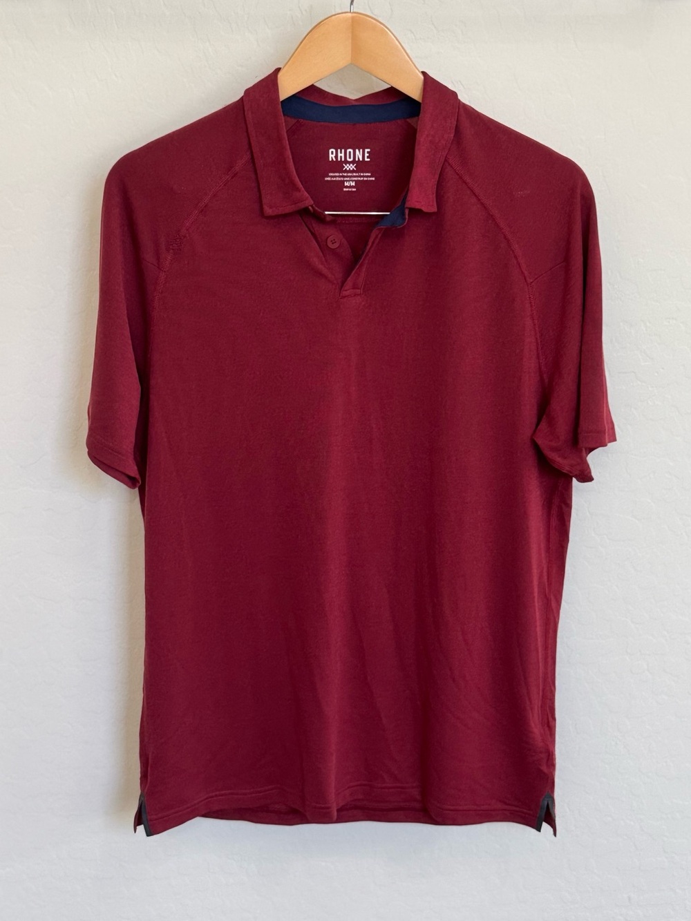 Rhone Delta Pique Polo Shirt Men's Medium Burgundy Dark Red Performance Golf